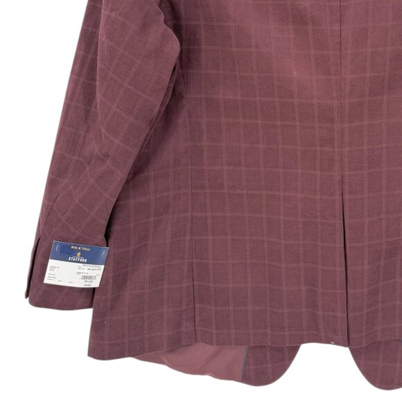 Stafford Men's Burgundy Check Corduroy Sport Coat Big/Tall Size 60L NWT $220.00 - Picture 6 of 12